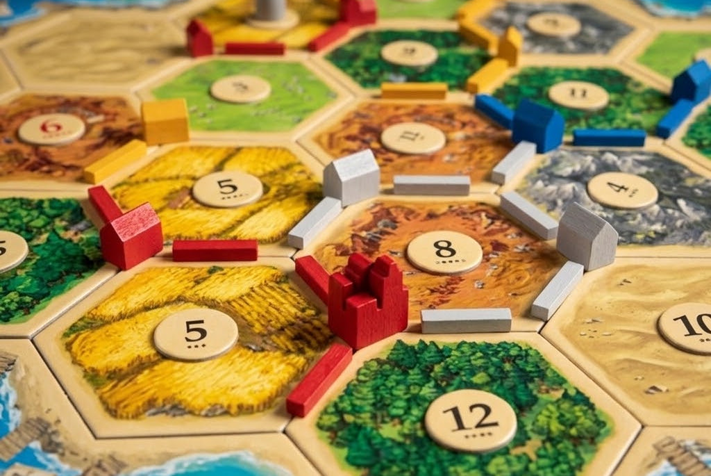 Componentes do Catan jogo de tabuleiro